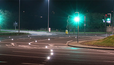 Led road studs on road